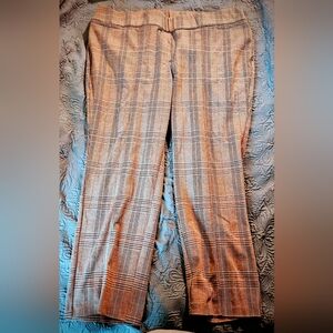 Lane Bryant Black and Brown Checkered Plaid Dress Work Pants
